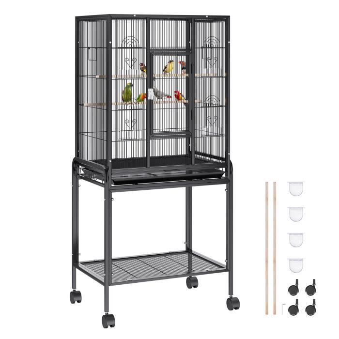 Cage Oiseau - Vevor - Grande Cage À Oiseaux Sur Roulettes Avec Support Roulant 137 Cm Intérieur