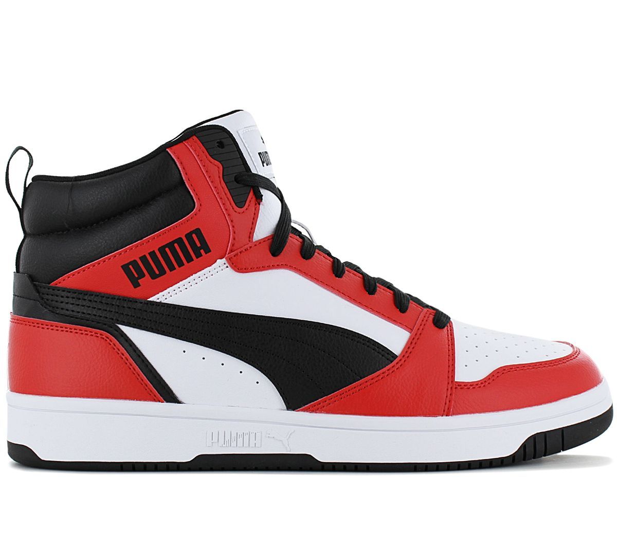 Puma Rebound V6 Mid - Hommes Sneakers Basketball Baskets Sneakers Chaussures Blanc-Rouge 392326-04 - 44 1/2