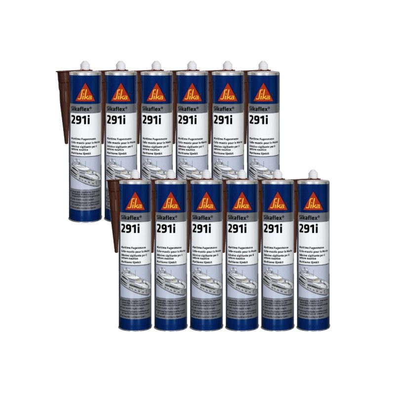 Lot de 12 colles mastic marine SIKA Sikaflex 291i - Bois - 300ml