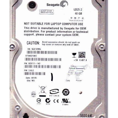 Seagate Ld25.2 Series (St940210As) - Disque Dur Interne - 40 Go - Sata - 2.5" - 5400 Trs/Mn - 2 Mo - Serial Ata
