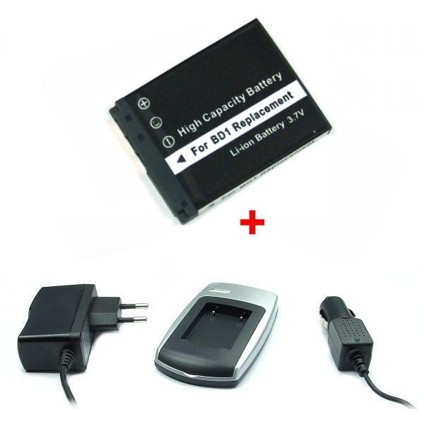 Chargeur + Batterie NP-BD1 pour Sony Cyber-shot DSC-G3, T2, T70, T75, T77, T90, T200