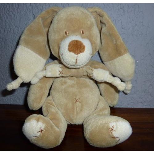 Doudou chien marron beige Nicotoy 22 cm + 15 cm du0027oreilles