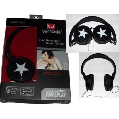 Casque Audio Écouteur Avec Microphone Wx-908Mv Noir iPhone iPad