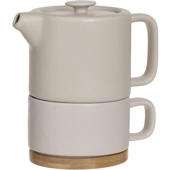 Secret De Gourmet Théière Solitaire Nature En Céramique Avec Tasse Amovible Intégrée - vue 2