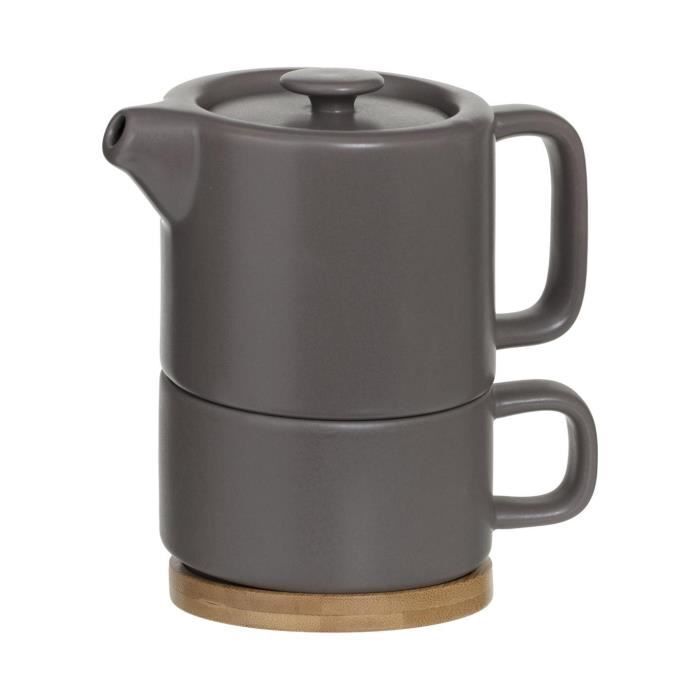 Secret De Gourmet Théière Solitaire Nature En Céramique Avec Tasse Amovible Intégrée