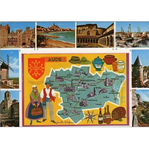 Carte Postale Departement De L Aude Blason Carte Multi Vues Fontfroide Castelnaudary Gruissan St Hilaire Rakuten