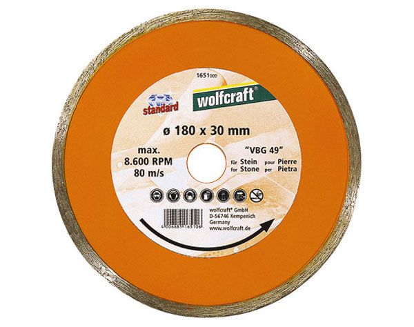 Wolfcraft Disque diamant à jante continue, spécial carrelette 180x30/25,4 mm