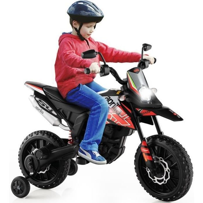 Costway Moto Électrique Enfant, Moto-Cross (Rx125) 12v 7ah, 2 Moteur - 5,5 À 6 Km/H, Phares Klaxon, Musiques, Usb, 3 À 8 Ans Rouge