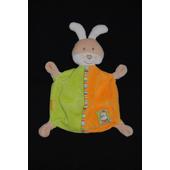 Doudou Plat Singe Carré Vert Orange Marron Spirales Kimbaloo La Halle Brioche