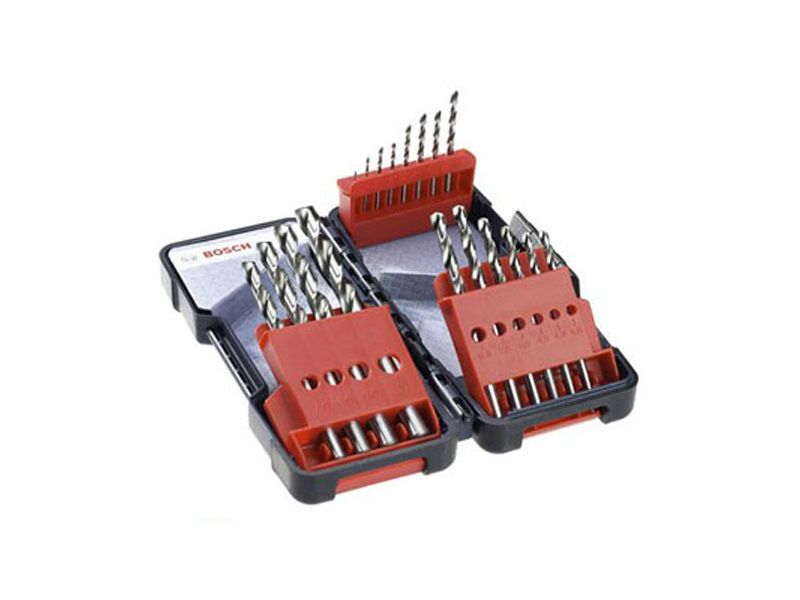 Set de 18 forets à métaux rectifiés HSS-G Robust Line, pointe de perçage 135° Bosch 2607019578