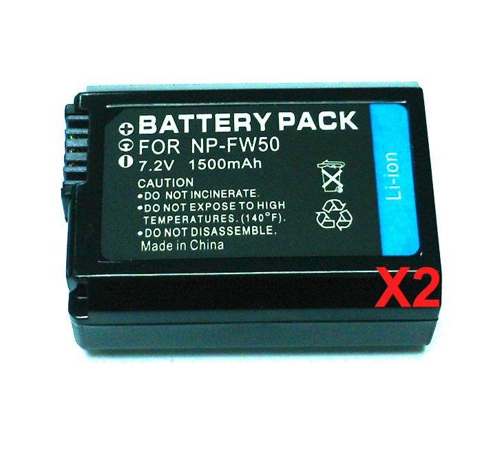 Mondpalast  2 x Remplacement Batterie NP-FW50 1500mah avec infochip pour Sony NEX-5 NEX-5R NEX-5N