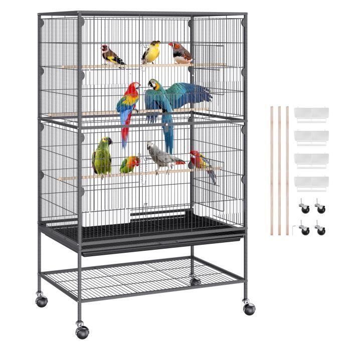 Cage Oiseau - Vevor - Grande Cage À Oiseaux Sur Roulettes Avec Support Roulant 132 Cm Intérieur