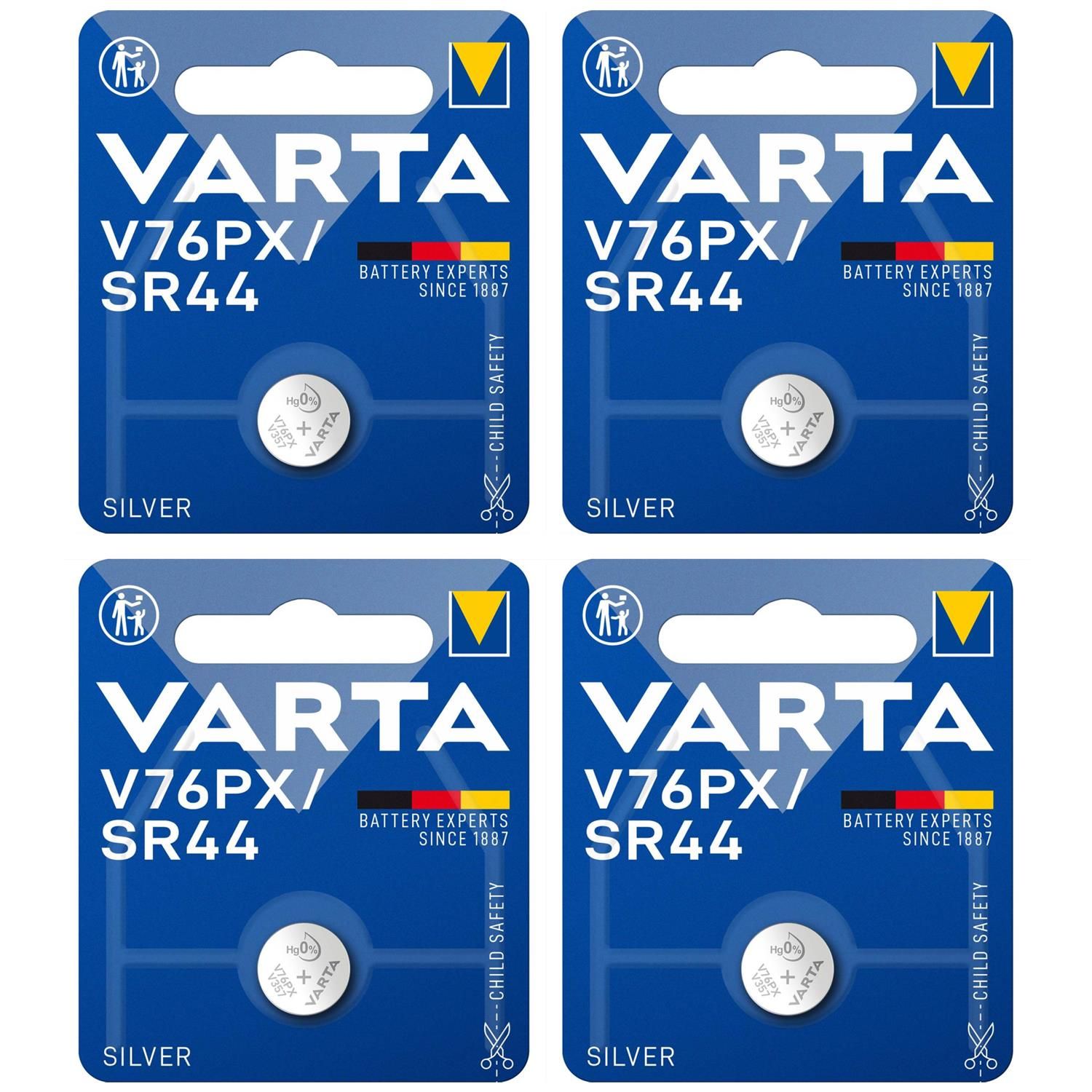 VARTA Lot de 4 Piles Bouton Oxyde d' Electronics V76PX SR44 1 55 volt