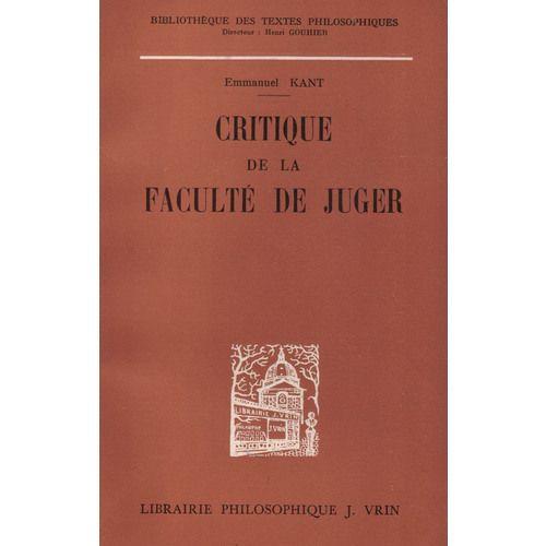 Critique de la faculté de juger Critique de la Faculté de Juger Rakuten Critique de la faculté de juger Critique de la Faculté de Juger Rakuten