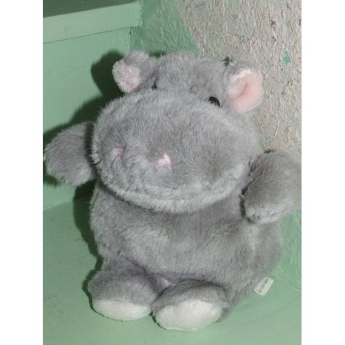 peluche hippopotame rose