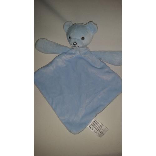 Doudou Plat Ours Ourson Futura Finances Bleu Ciel Bouche Yeux Gris Soft Toys Blankie Comforter Eveil Bebe Naissance Enfant Plush Peluche