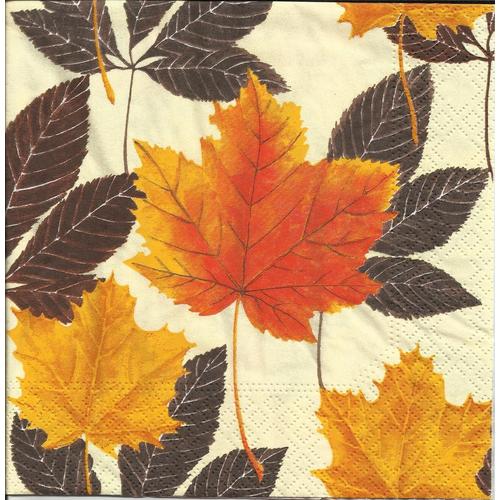 Lot De 2 Serviettes Déco Papier Feuilles Dérables Aux