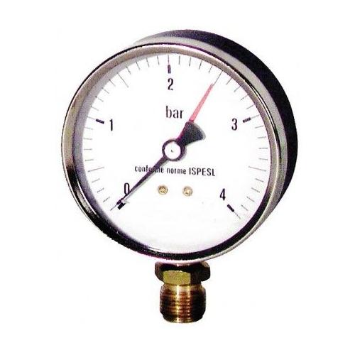 Manomètre axial D 50mm 0 à 10 bar raccord arrière 1//4 8x13