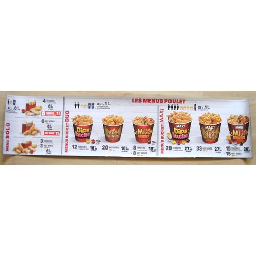 Originale Affiche Publicitaire Kfc Menu En Pvc Souple Grand