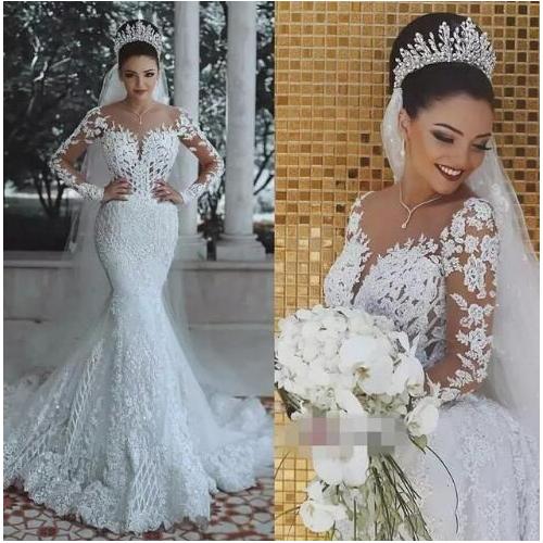 Sexy Manches Longues Dentelle Robe De Mariée 2018 Nouveau