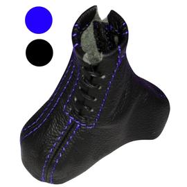 Aerzetix Soufflet levier de vitesse en 100/% CUIR v/éritable avec coutures//surpiq/ûres bleues