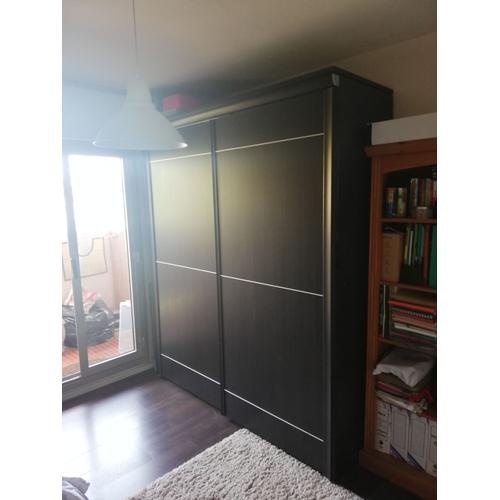 Armoire Dressing en Wengé - Portes coulissante - Penderie ...