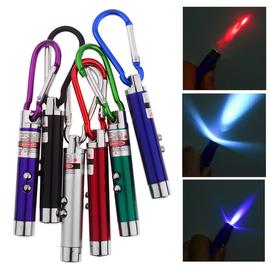 3 dans 1 Mini Pointeur Laser LED Torche Lampe de Poche Porte-Clé UV