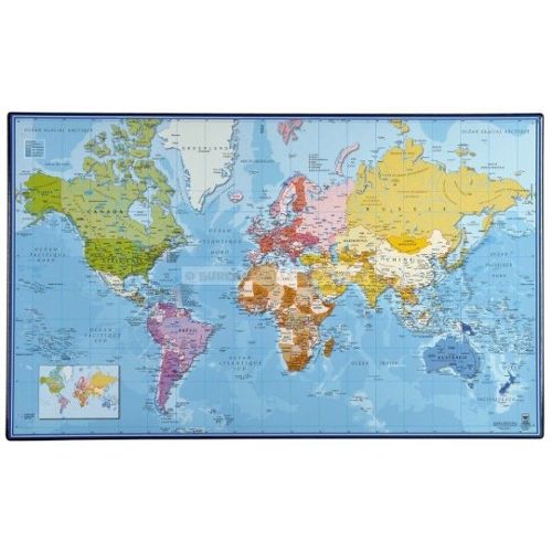 Carte Du Monde Sous Main Avec Pays Et Capitales Imprimés Dimension 35 X 60 Cm Impression 2013