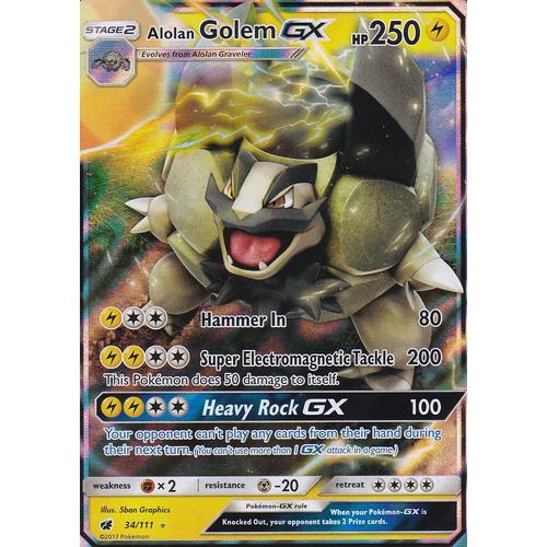 Ultra Rare 34 111 Pokemon Anglaise Grolem D Alola Gx Alolan Golem Gx Yu Gi Oh Cartas Sueltas Beatnation Coleccionismo