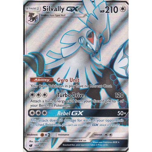 CARTE POKEMON SILVALLY GX ( SILVALLIE GX ) 108/111 ULTRA RARE