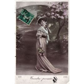 Carte Postale Ancienne France Voeux Femme Arbres En Fleurs Bouquet Jardin Tendre Pensee Obliteration Du 04 08 1910 Rakuten