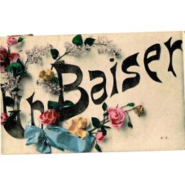 Carte Postale Ancienne Un Baiser Avec Des Fleurs Rakuten