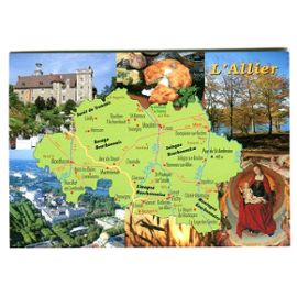carte departement allier 03 Carte Postale   Différentes Vues Et Carte Du Département   Allier 