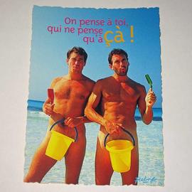 Carte Postale Humour Plage Mer Vacances Mecs Nus Pense A Toi 11x15cm Rakuten