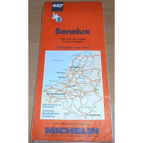 Carte Routière Michelin 407 Benelux 1400000 1cm 4km Amsterdam Bruxelles Luxembourg - 