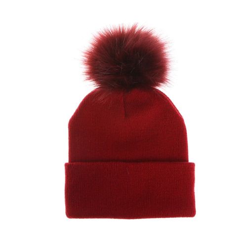 Strass hiver noir en fourrure synthétique amovible Pom Pom Hat Bling Crystal Beanie Hat