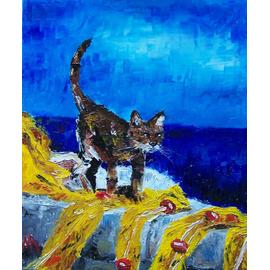 Chat Peinture A L Huile Au Couteau Peinture Rakuten