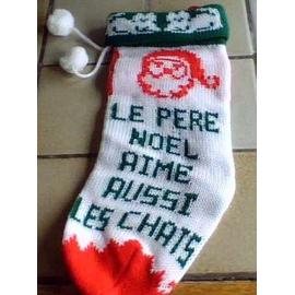 Chaussette De Noel Pour Chat Rare Le Pere Noel Aime Aussi Les Chats 29x11cm Environ Prevue Etre Suspendue Et Y Mettre Une Boite Chat Blanc Vert Rouge Rakuten