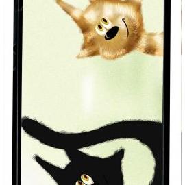 Coque Pour Smartphone Dessin Chat Noir Et Chat Roux Compatible Avec Huawei P8 Plastique Bord Noir Rakuten