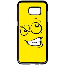Coque pour smartphone - Smiley énervé jaune - compatible avec samsung Galaxy S7 edge - Plastique - bord Noir