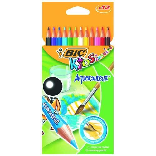 Crayon de couleur Bic Aquacouleur mine aquarelle Etui de 12 Crayons