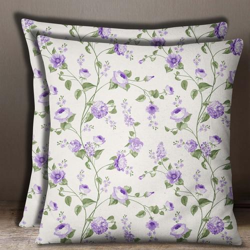 Popeline De Coton Imprimé Fleurs Et Oiseaux Coussin Bleu Royal Couverture