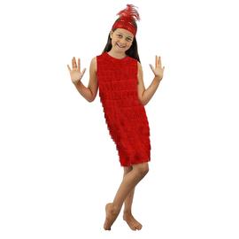 robe charleston rouge franges