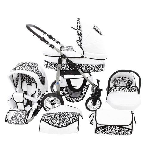 poussette leopard noir et blanc