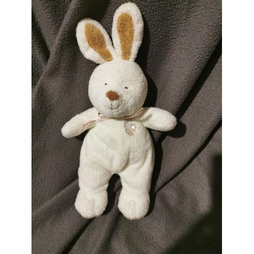 Doudou Nicotoy Kitchoun Lapin Assis Billes 20 Cms Gris Marron