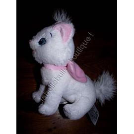 Doudou Peluche Chat Assis Marie Disney Store Blanc Noeud Rose Sur Le Dos 17 Cm Rakuten