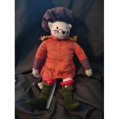 DOUDOU PELUCHE BICHE RENNE MARRON BLANC DORÉ PAILLETTE TAO TAPE A L OEIL NEUF 09