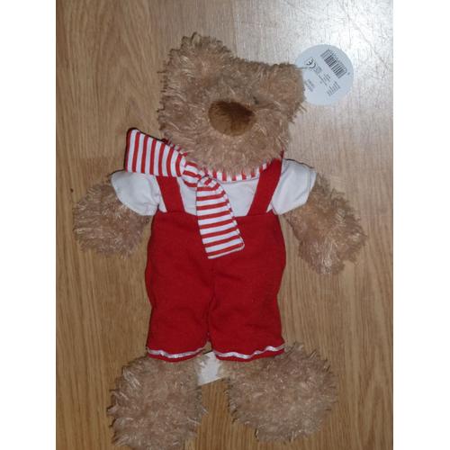 Doudou Peluche Egmont Toys Ours Bear Bar Orso Ourson Echarpe Salopette