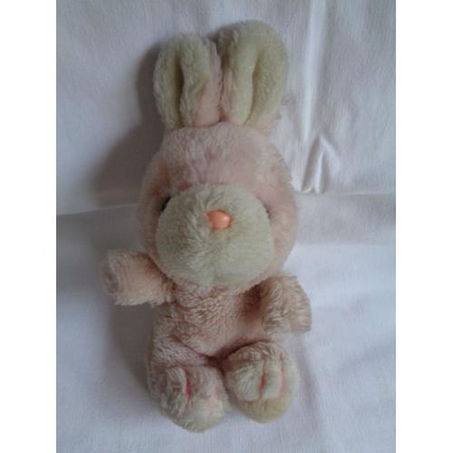 peluche lapin rose et blanc