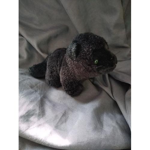 peluche chat noir yeux verts